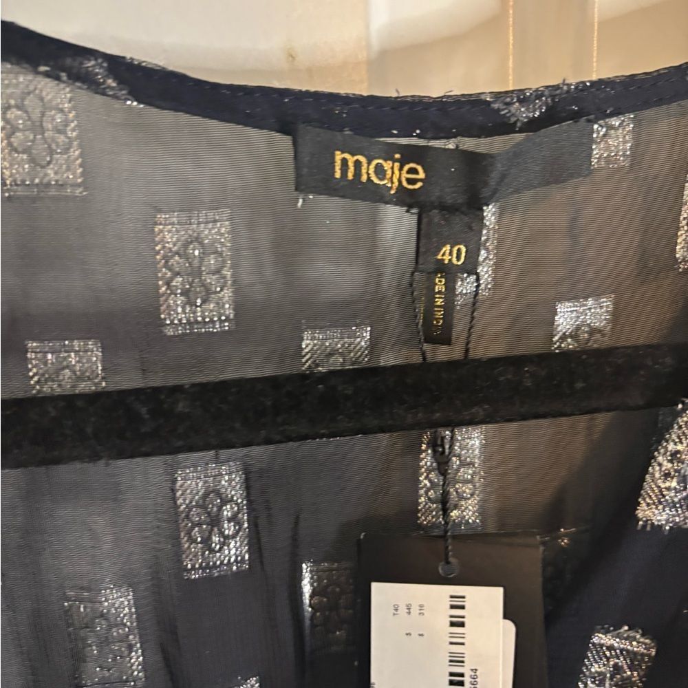 Maje Navy Asymmetrical Dress size 40 us 8 NWOT - Picture 6 of 8
